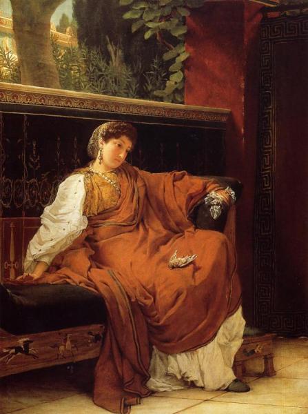 Lesbia Weeping Over A Sparrow by Sir Lawrence Alma-tadema