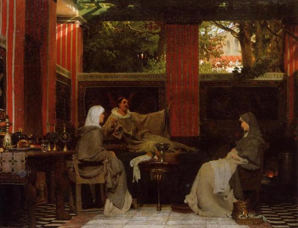 Venantius Fortunatus Reading His Poems To Radegonda Vi by Sir Lawrence Alma-tadema