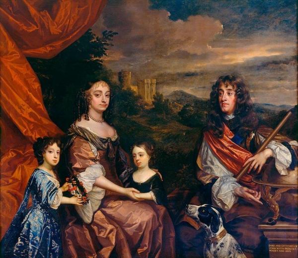 James Ii When Duke Of York With Anne Hyde, Princess Mary, Later Mary Ii And Princess Anne by Sir Peter Lely