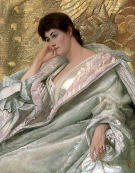 Portrait Of Mrs Charles Rome, Née Hunter by Sir William Blake Richmond
