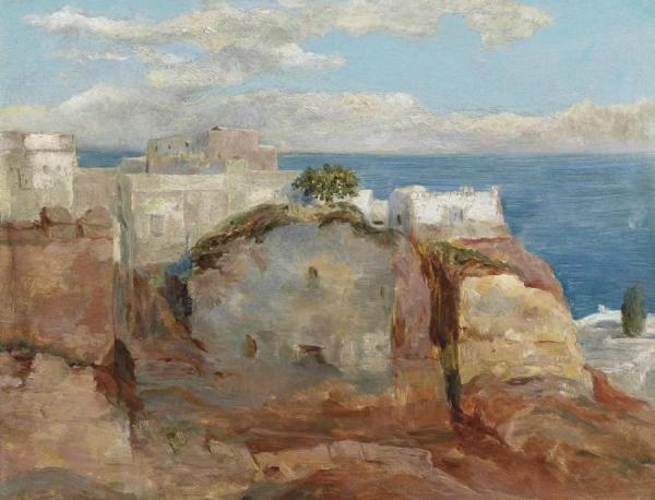 View Of A Village On The Edge Of The Mediterranean by Sir William Blake Richmond
