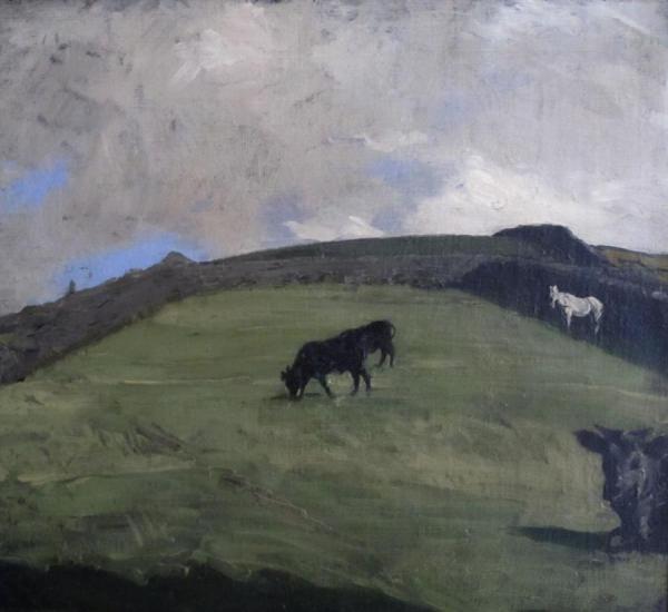 Cattle And White Horse At Pasture by Sir William Nicholson