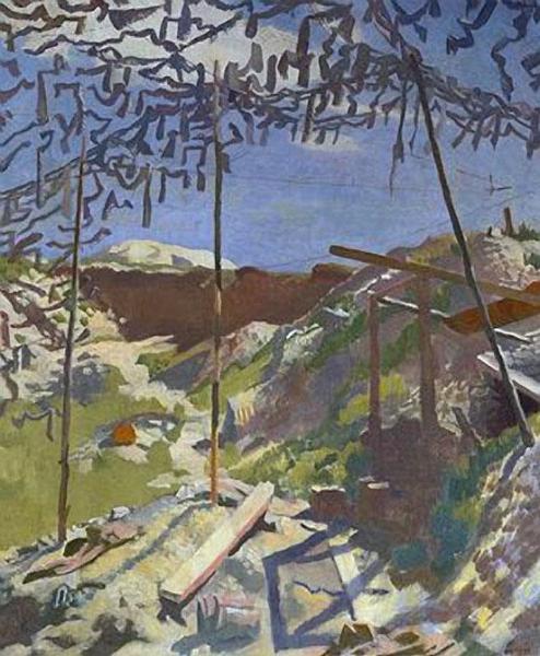 A German Gunners Shelter, Warlencourt by Sir William Orpen