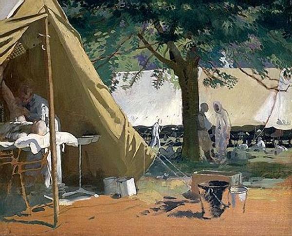 German Sick, Captured At Messines, In A Canadian Hospital by Sir William Orpen