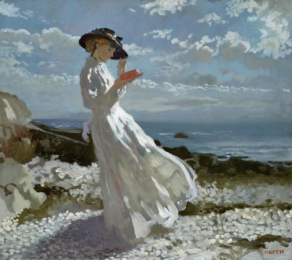 Grace Reading At Howth Bay by Sir William Orpen