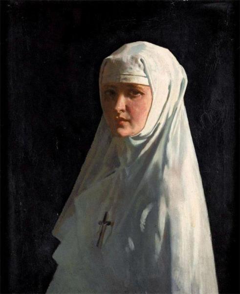 Portrait Of Yvonne Aubicq As A Nun by Sir William Orpen