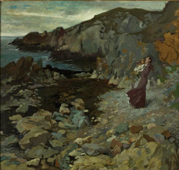 Rocky Coast Scene At Howth by Sir William Orpen