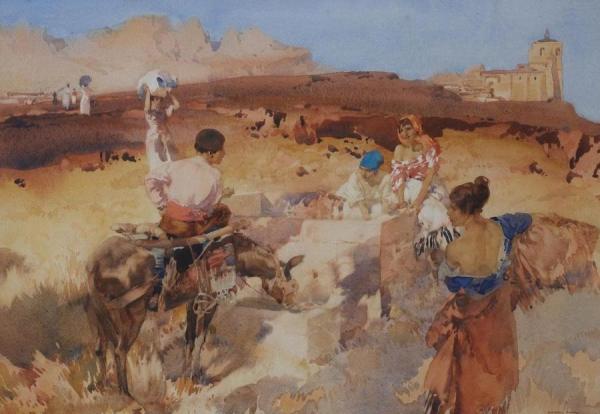 At A Mountain Well, Aragon by Sir William Russell Flint