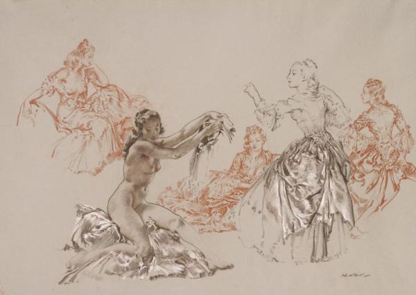 Five Studies In Three Chalks by Sir William Russell Flint
