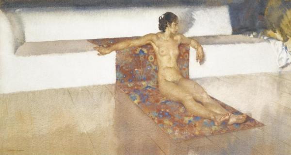 Nude Reclining On A Hispano Moresque Rug by Sir William Russell Flint