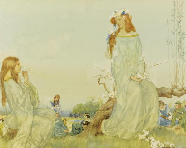 Queen Guinevere's Maying by Sir William Russell Flint