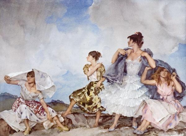 Shower by Sir William Russell Flint Oil Painting Reproductions