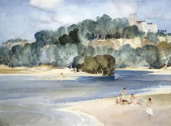 The Beach Below The Chateau by Sir William Russell Flint Oil Painting Reproductions