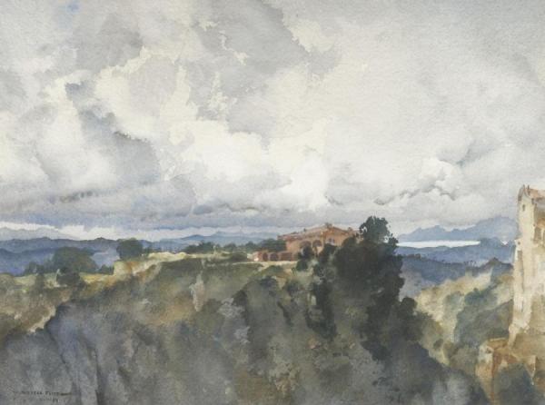 The Red House, Tourrettes by Sir William Russell Flint Oil Painting Reproductions