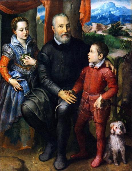 Portrait Of The Artist's Family: Her Father Amilcare, Sister Minerva, And Brother Asdrubale by Sofonisba Anguissola