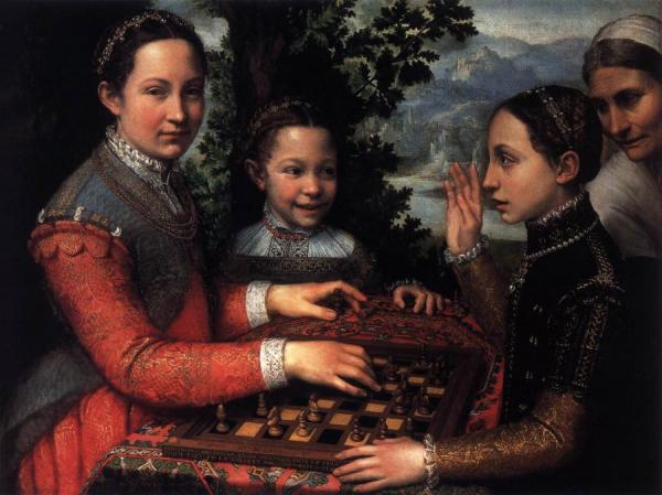Portrait Of The Artist's Sisters Playing Chess by Sofonisba Anguissola