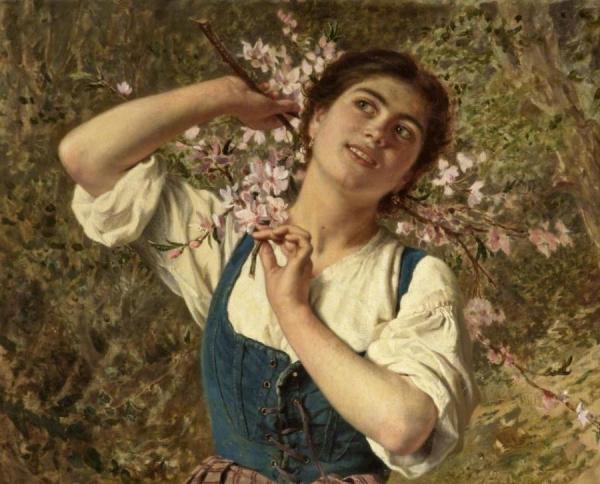 Sophie Anderson Capri Girl With Flowers