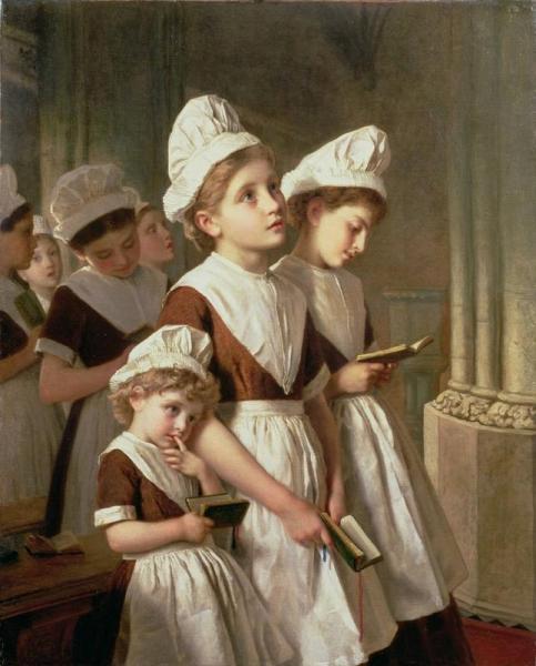 Foundling Girls At Prayer In The Chapel by Sophie Anderson