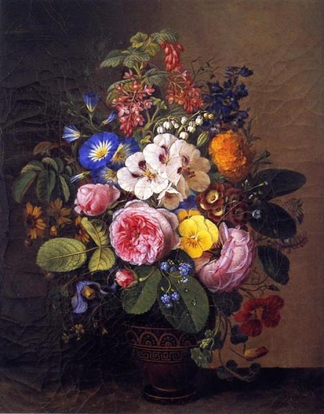 Boquet Of Flowers In A Greek Vase by Sophie Henck