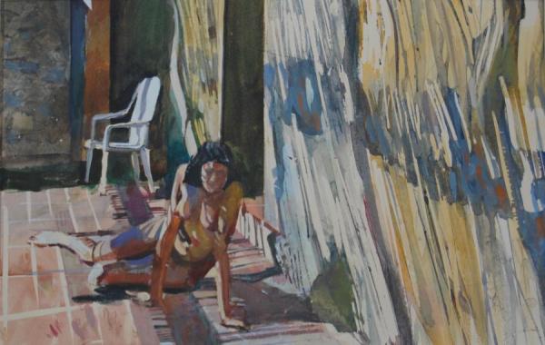 Bamboo Light (girl On Floor) by Stan Smith