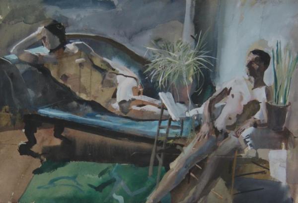 Chaise Longue, Two Figures by Stan Smith