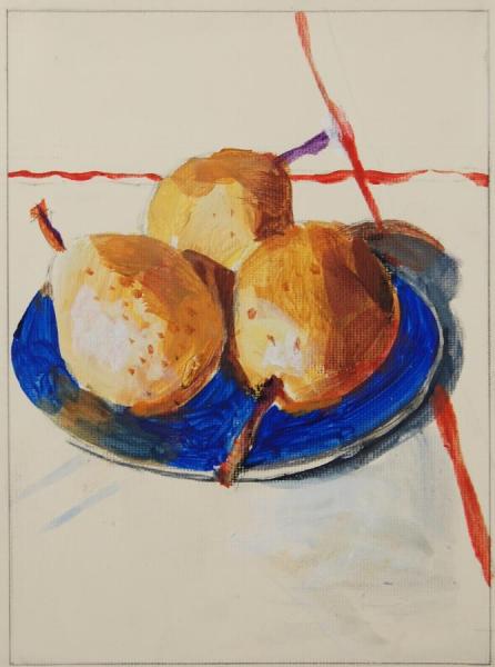 Pears With Blue Bowl by Stan Smith
