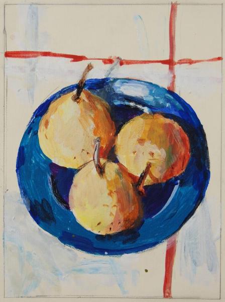 Pears With Blue Bowl Ii by Stan Smith
