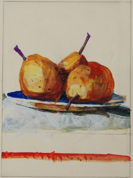 Pears With Blue Bowl Iii by Stan Smith