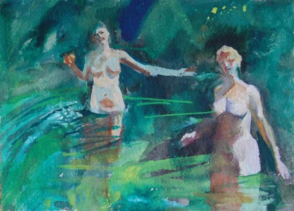 Stan Smith Two Female Figures Bathing In A River