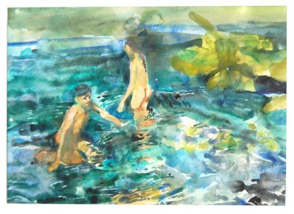 Two Nudes In Water by Stan Smith