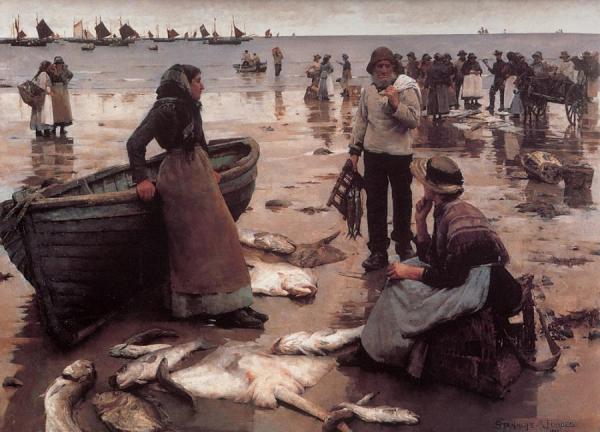 Stanhope Alexander Forbes A Fish Sale On A Cornish Beach