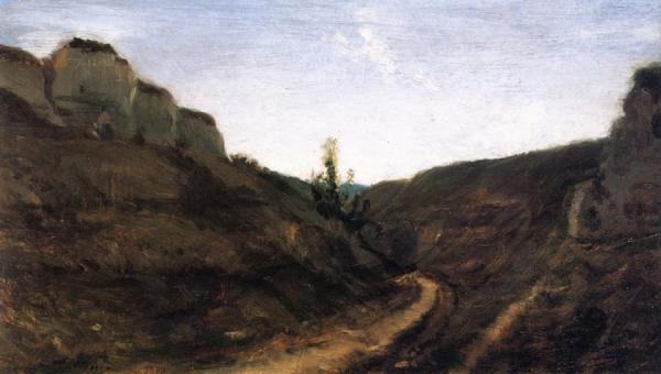 A Country Road In A Hilly Landscape by Stanislas Lepine