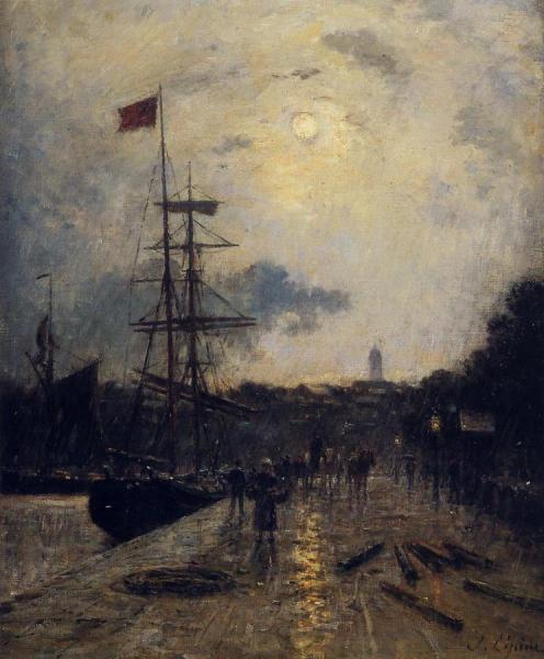 A Quay At Caen by Stanislas Lepine