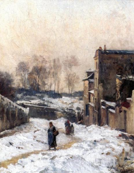 Montmartre, Rue Cortot, Snow Effect by Stanislas Lepine