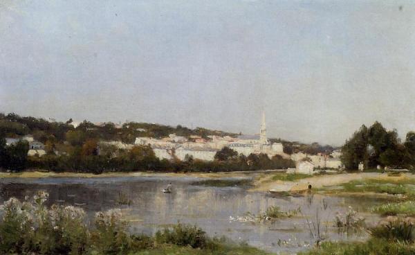 The Banks Of The Saine At St. Cloud by Stanislas Lepine
