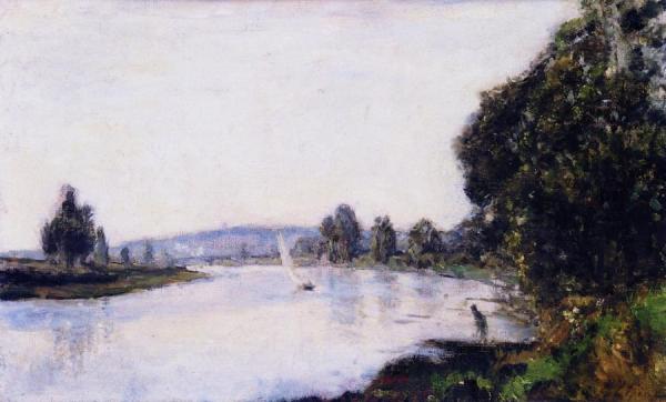 The Banks Of The Seine Downstream From Paris by Stanislas Lepine