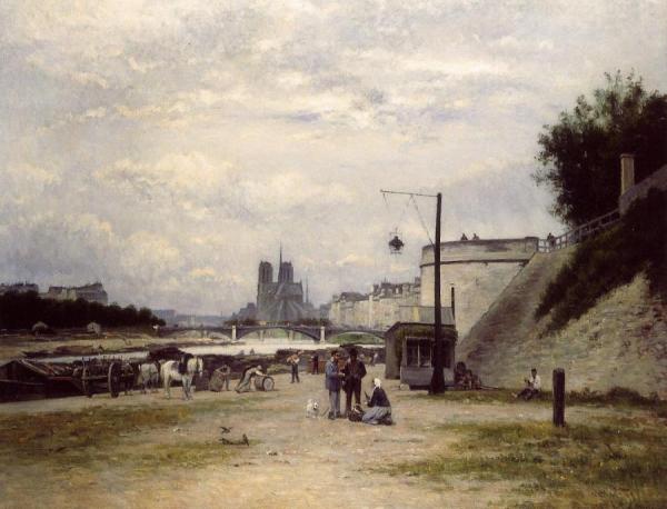 The Louviers Quay At Pont Sully by Stanislas Lepine