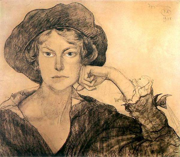 Portrait Of Irena Szarota by Stanislaw Ignacy Witkiewicz