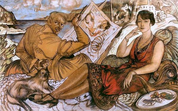 Self-portrait With Maryla Grossmanowa by Stanislaw Ignacy Witkiewicz