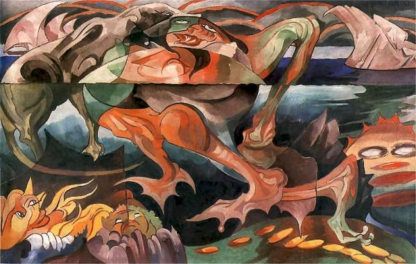 The Drowning by Stanislaw Ignacy Witkiewicz Oil Painting Reproductions