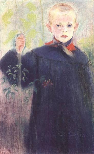 Boy With A Flower by Stanislaw Wyspianski Oil Painting Reproductions