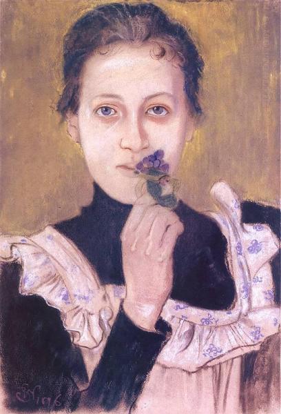 Girl With Violets by Stanislaw Wyspianski