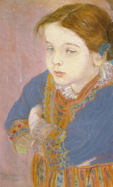 Portrait Of Helenka In A Folk Costume by Stanislaw Wyspianski