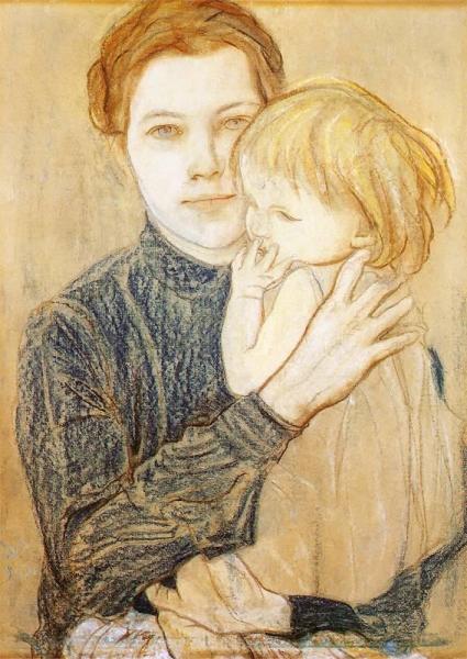 Portrait Of Salomea Hankiewiczowa And Her Daughter by Stanislaw Wyspianski