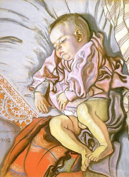 Sleeping Stas, The Artist's Son by Stanislaw Wyspianski Oil Painting Reproductions