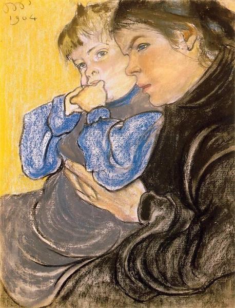 The Artist's Wife And Son Stas by Stanislaw Wyspianski