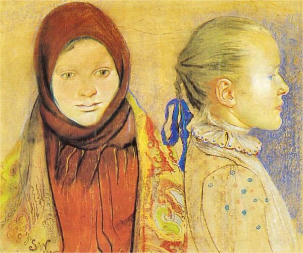 Two Girls by Stanislaw Wyspianski