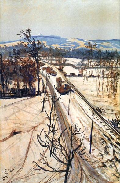 View From The Studio Window In Winter by Stanislaw Wyspianski