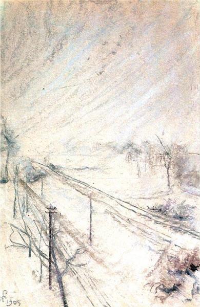 View From The Studio Window In Winter by Stanislaw Wyspianski