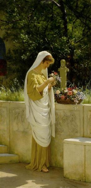 Arranging Flowers by Stefan Bakalowicz Oil Painting Reproductions